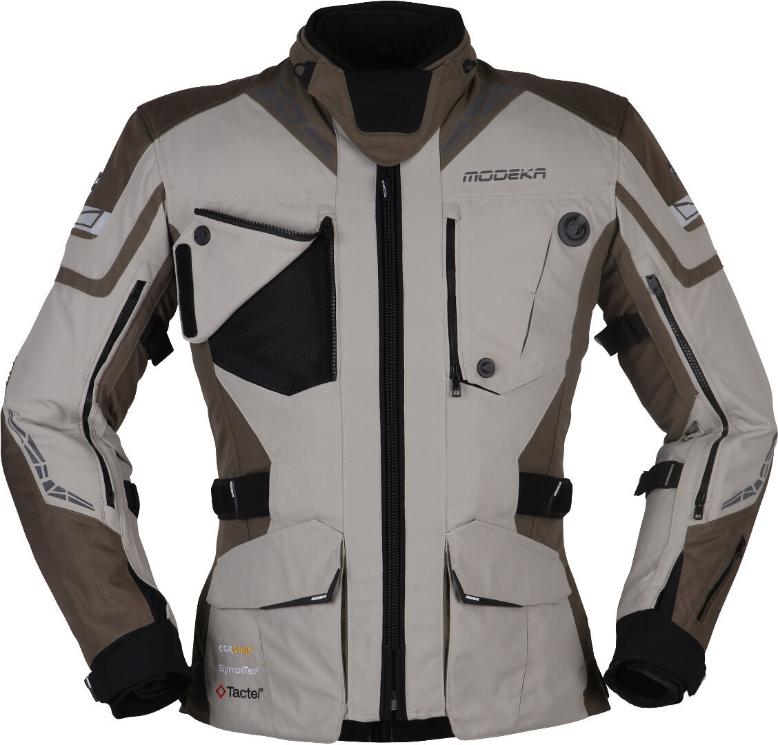 Modeka Panamericana 2 Motorcycle Textile Jacket grey/brown Short M Figure 1
