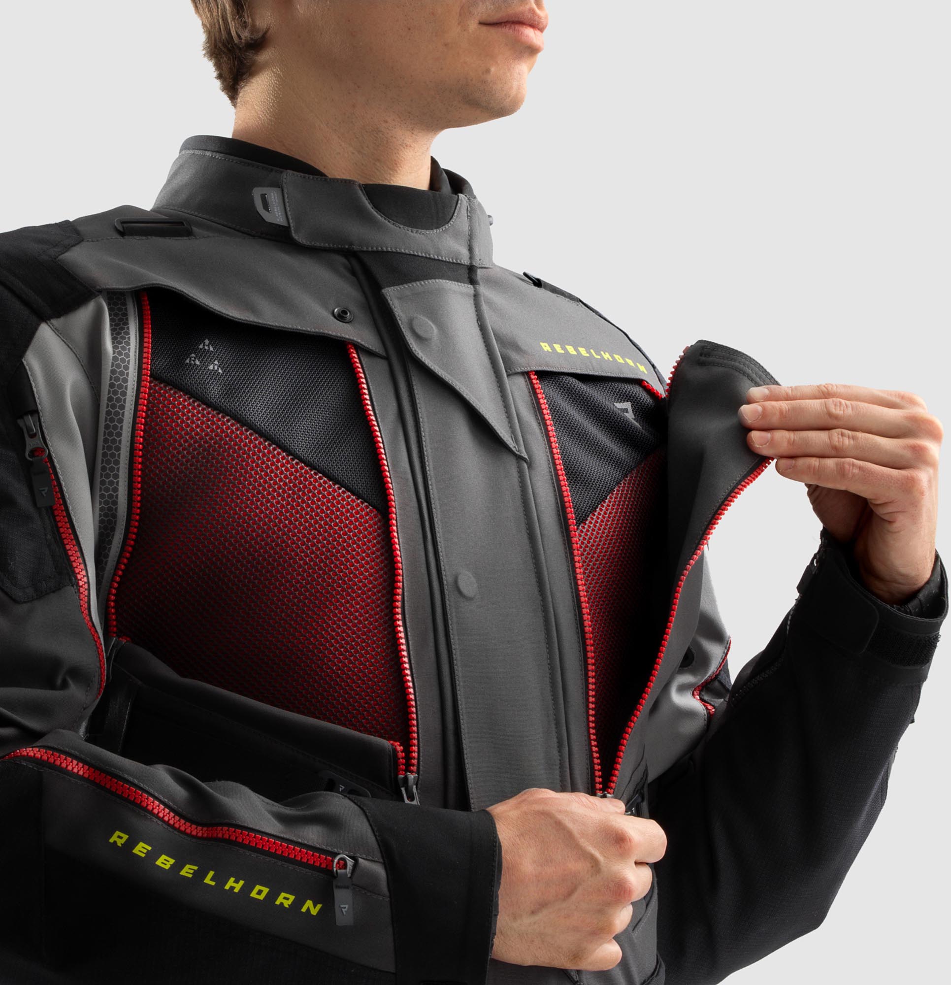 Side view of Rebelhorn Hardy 3.0 waterproof Motorcycle Textile Jacket