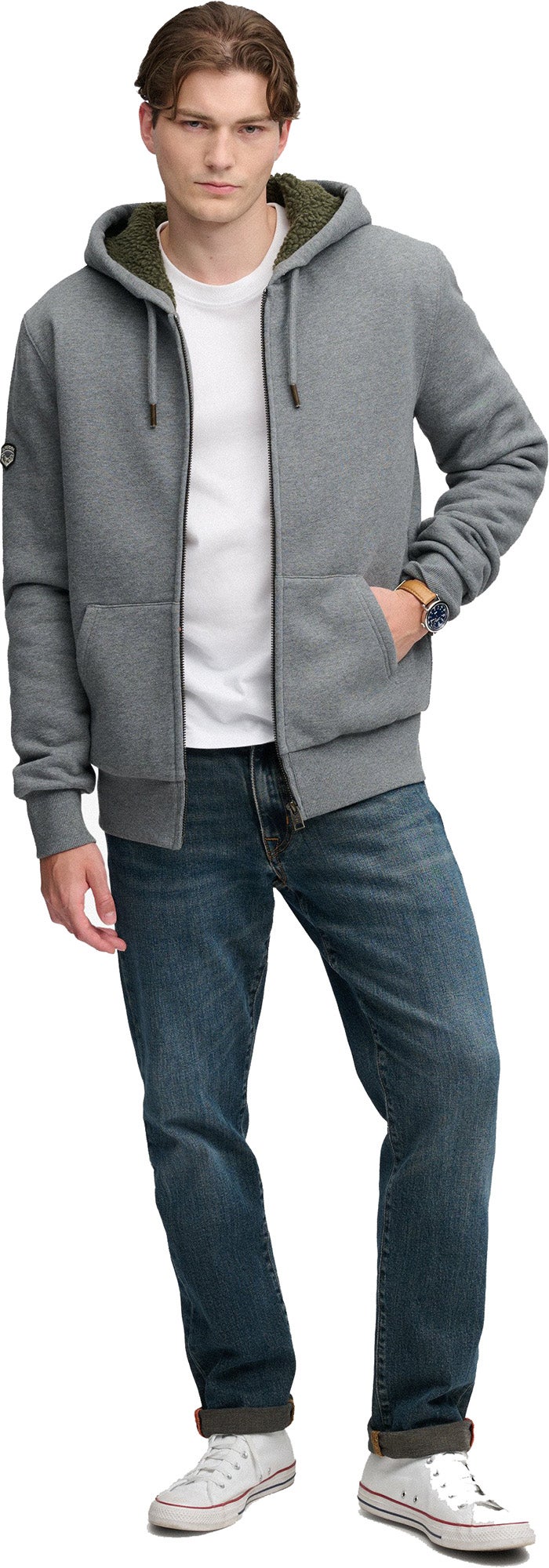 Superdry & Co Zip Hoodie siva S Slika 4