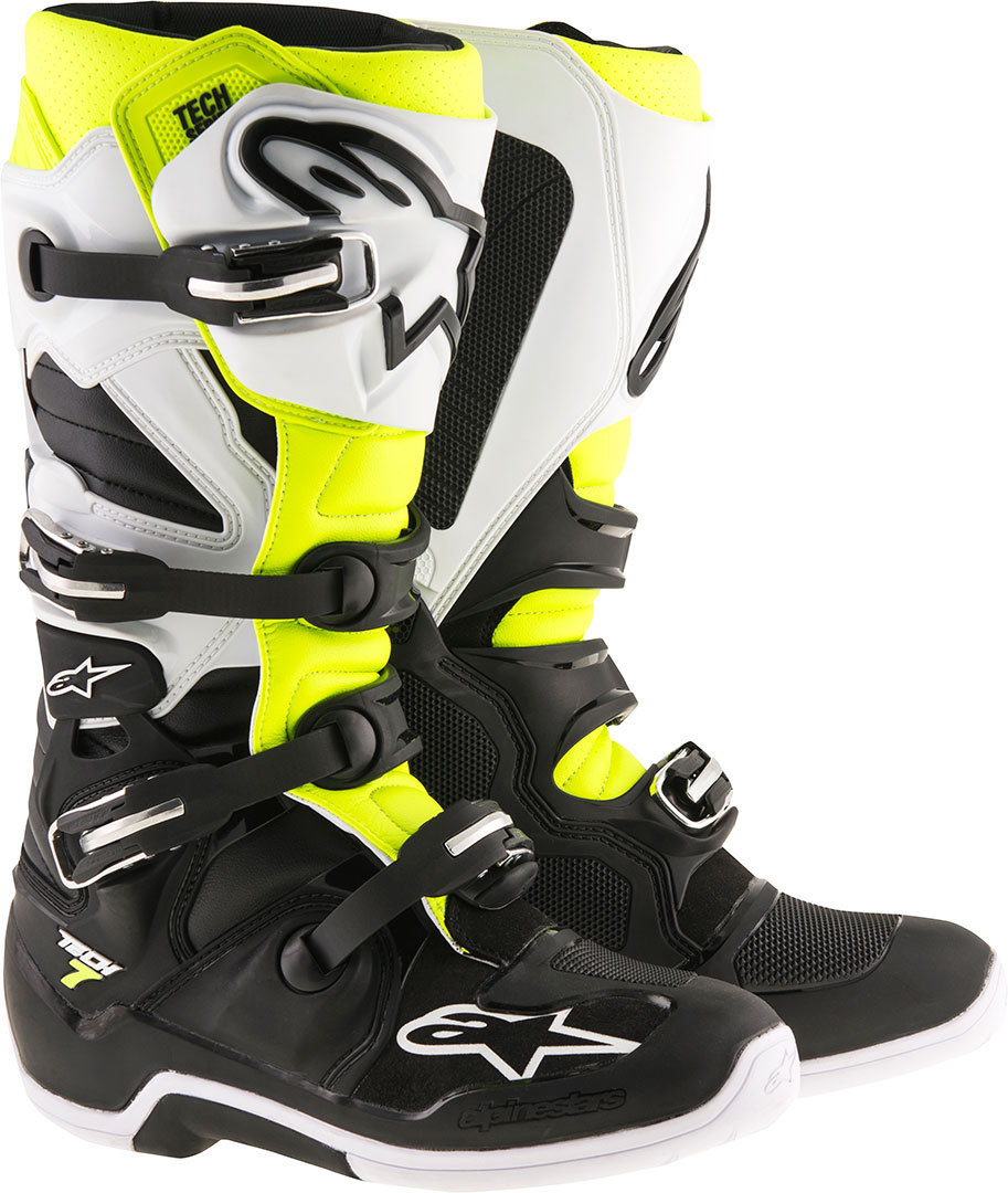 Alpinestars Tech 7 Мотокрос обувки черно/бяло/жълто 6 (39) Фигура 1