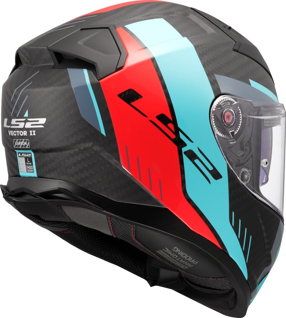 LS2 FF811 Vector II Carbon Grid Casco Rosso opaco/turchese XXXL (65/66) Figura 5