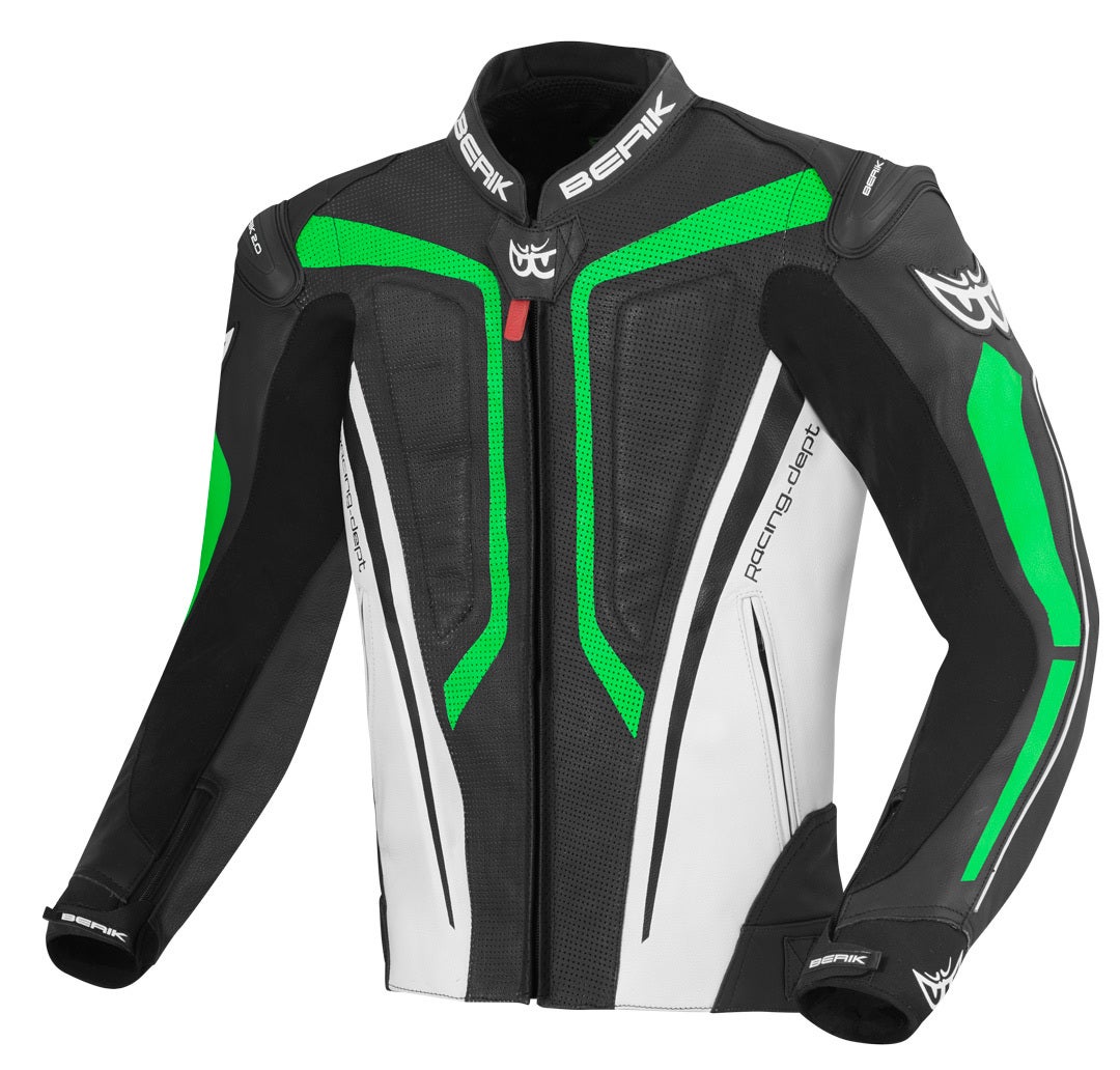 Berik Street Pro Motorcycle Leather Jacket black/white/green 58 Figure 1