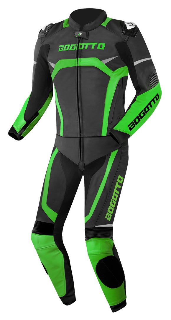 Bogotto Misano Two Piece Motorcycle Leather Suit black/green 54 Figure 1