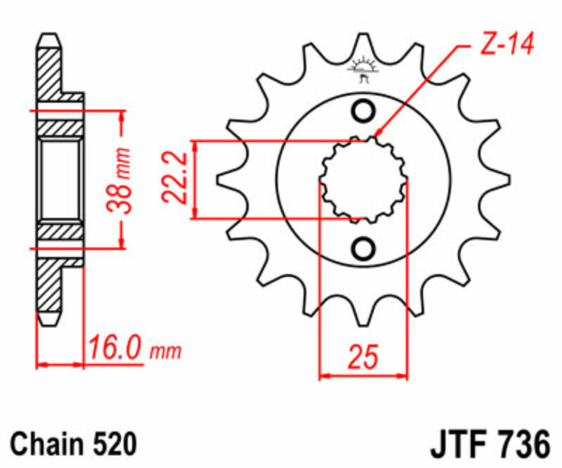JT-DRIVHJUL Standard stålhjul 736 - 520 Figur 3