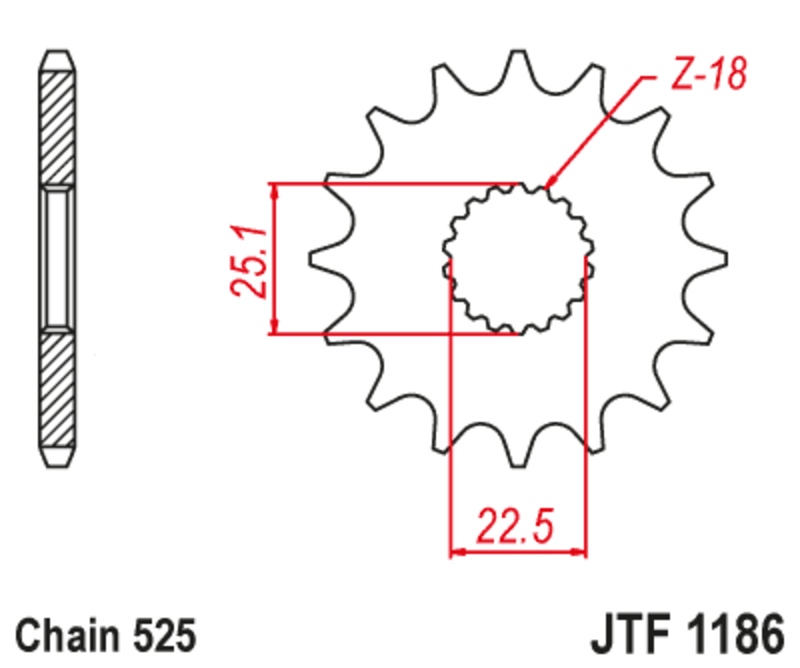 JT-DRIVHJUL Stål ljudfritt framdrev 1186 - 525 Figur 1