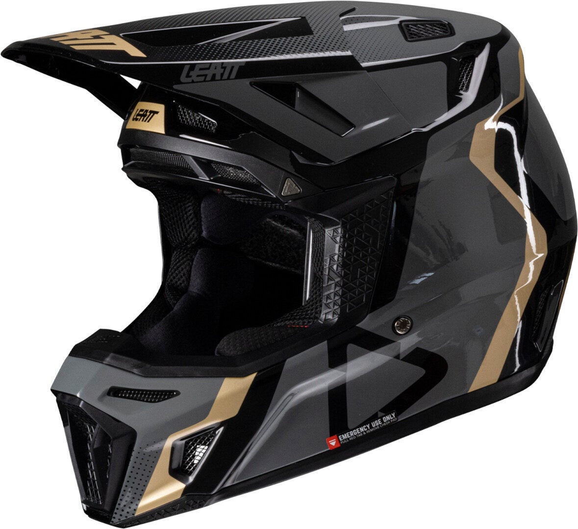 Side view of Leatt 8.5 2025 Motocross Helmet with Goggles