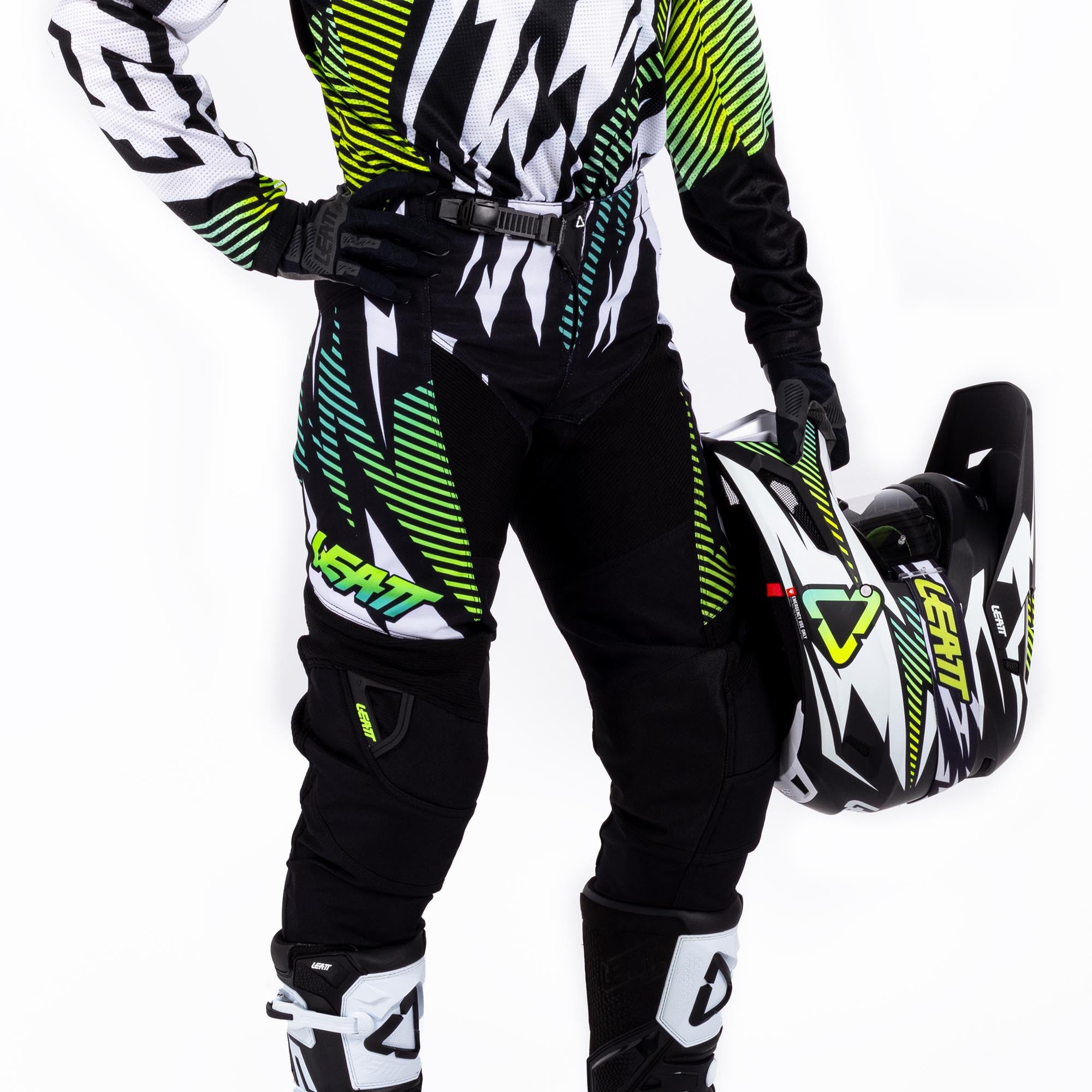 Leatt Moto Ride Kit 3.5 V26 Conjunto de Camisa e Calça de Motocross Juvenil branco/preto/verde L Figura 7