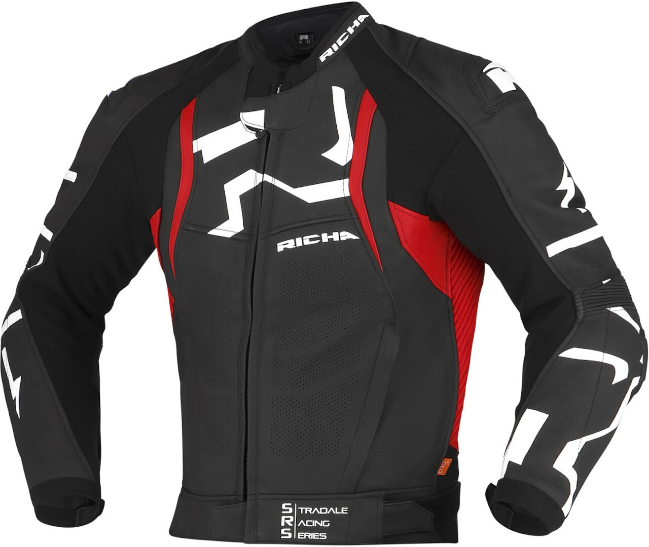 Richa Stradale perforated Motorcycle Leather Jacket black/red/white 60 Figure 1