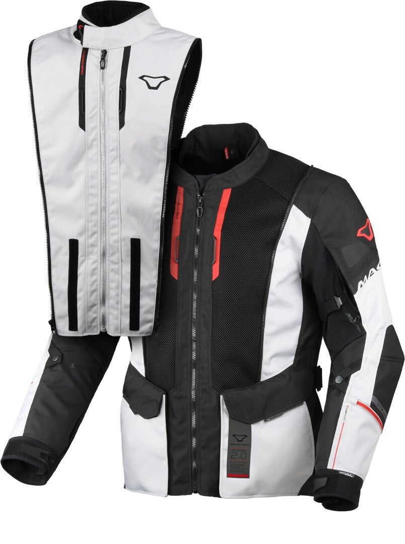 Macna Air Hybrid 2.0 waterproof Motorcycle Textile Jacket light grey/black/red XL Figure 5