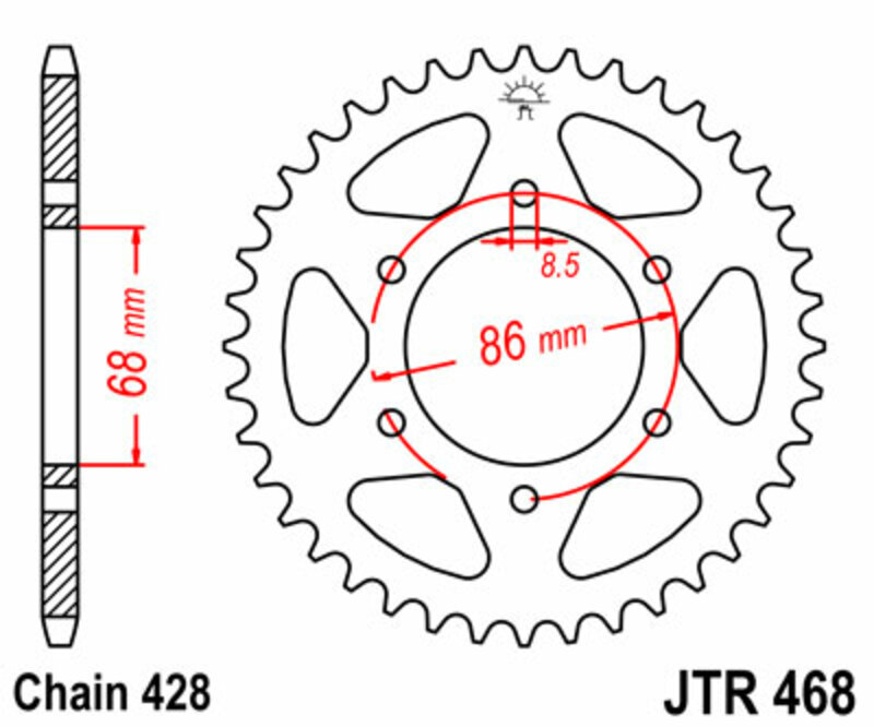 JT-DRIVHJUL Standard stålkrona 468 - 428 Figur 1