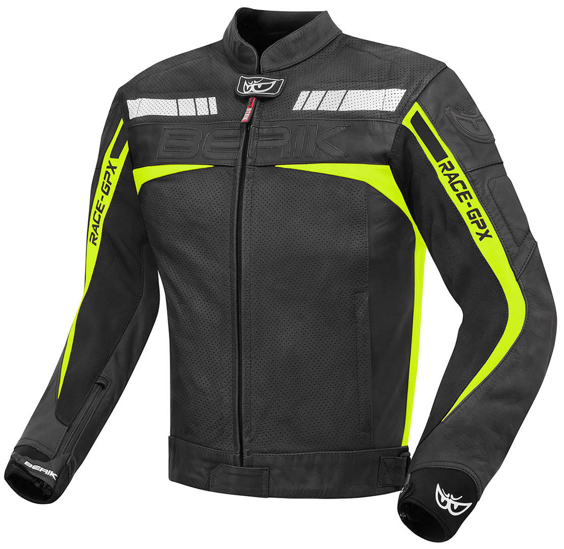 Berik Conquest Motorcycle Leather Jacket black/yellow 56 Figure 1