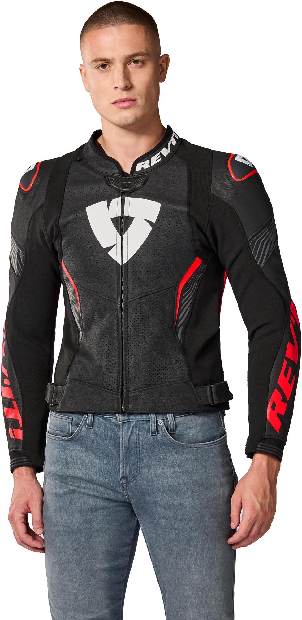 Revit Argon 3 Pro perforated Motorcycle Leather Jacket black/neon-red 52 Figure 4