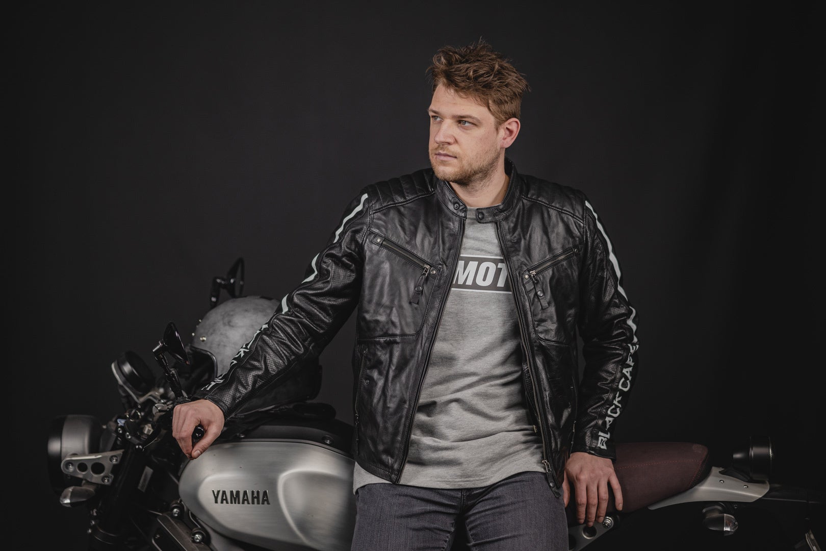 Black-Cafe London Toronto Motorcycle Leather Jacket black/white 60 Figure 6