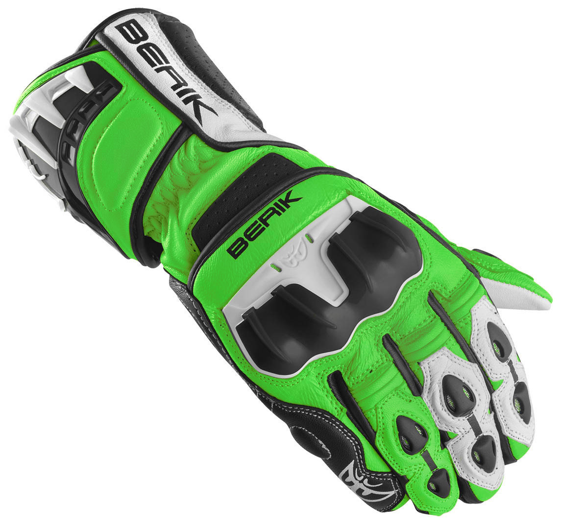 Berik Track Plus Motorcycle Gloves black/white/green L Figure 1