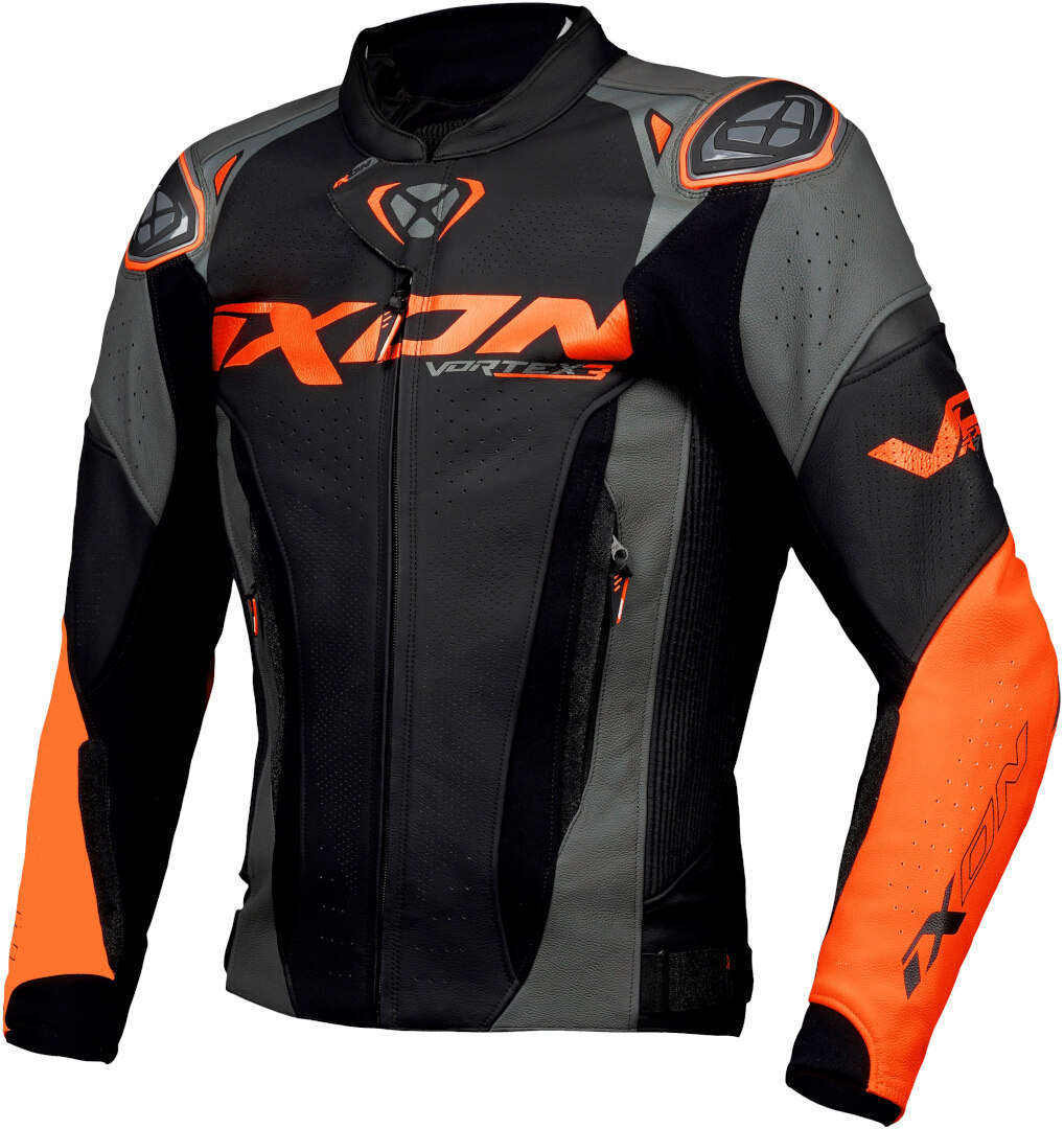 Ixon Vortex 3 Motorcycle Leather Jacket black/orange M Figure 1