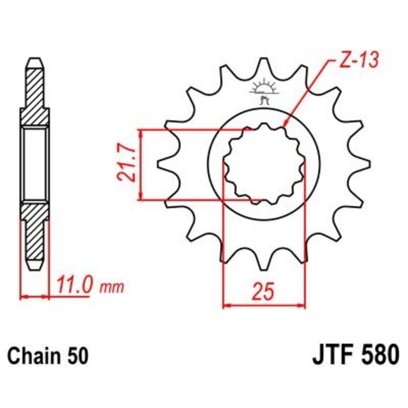 JT-DRIVHJUL Stål ljudfritt framdrev 580 - 530 Figur 1