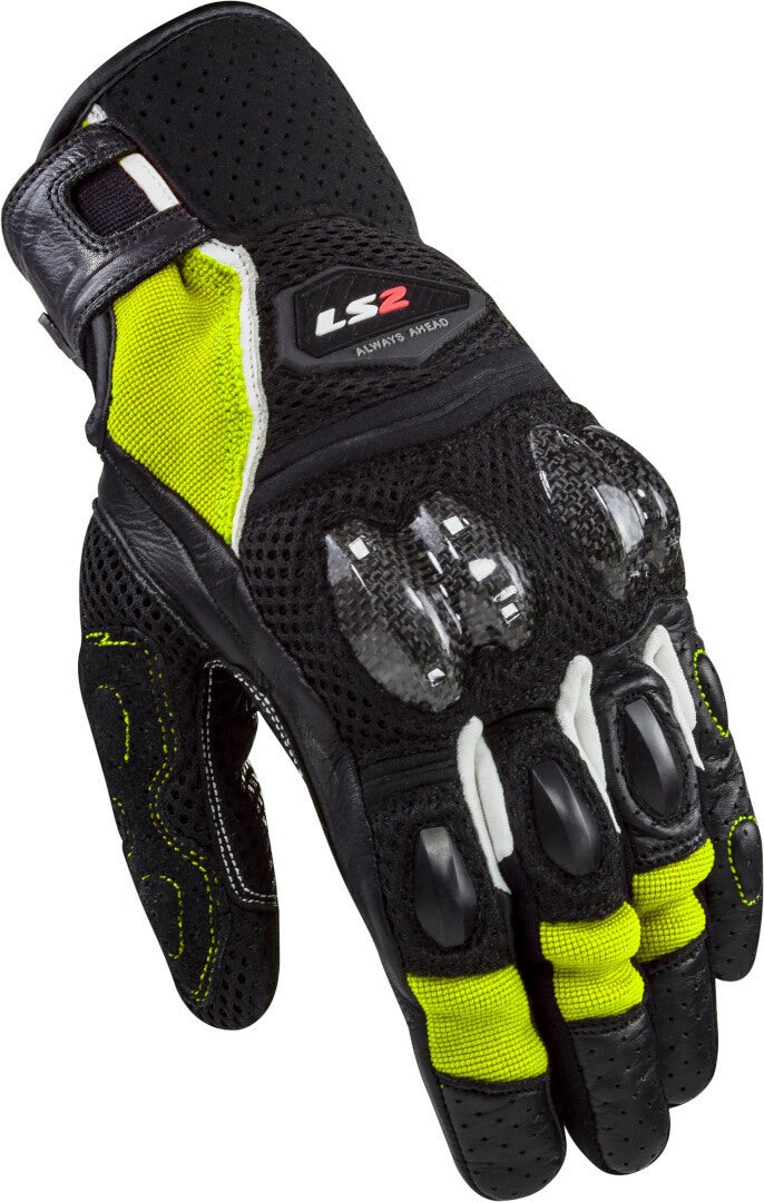 LS2 Spark II Air Mesh Motocycle Gloves black/white/neon-yellow 2XL Figure 1