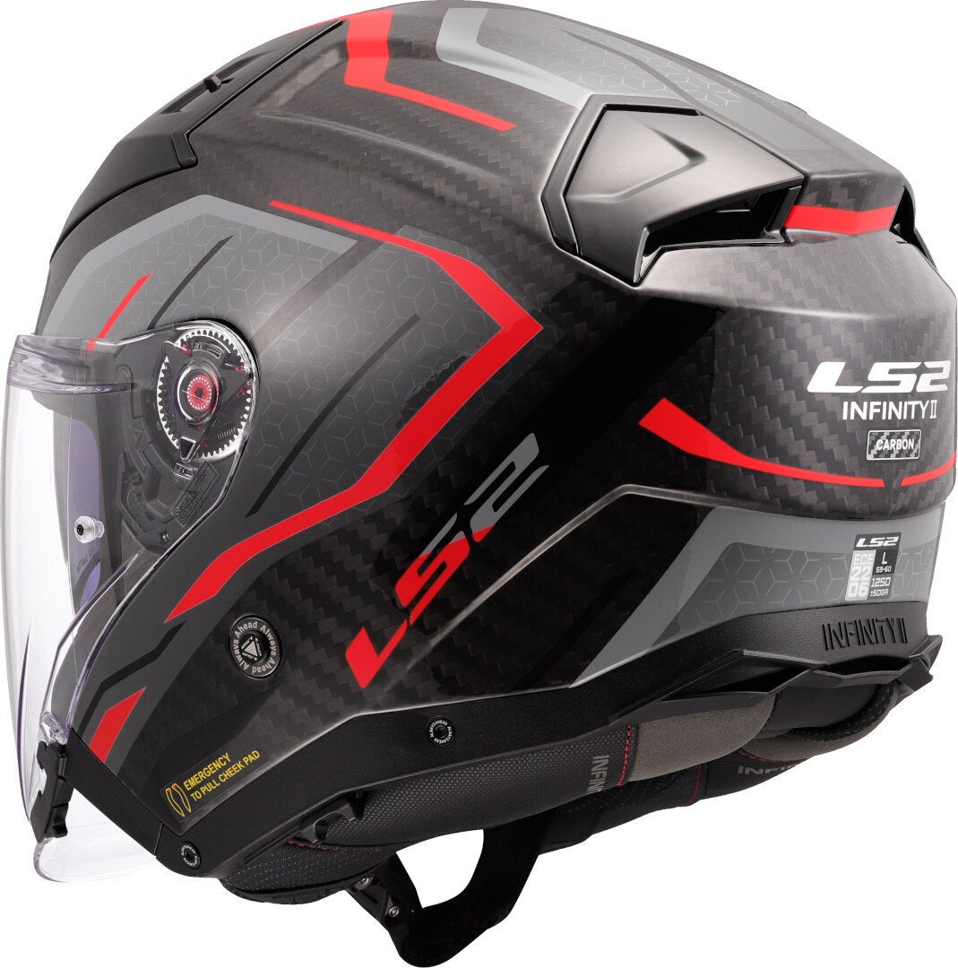 LS2 OF603 Infinity II Carbon Urus Jet hjelm Kulstof/rød XXL (63/64) Figur 3