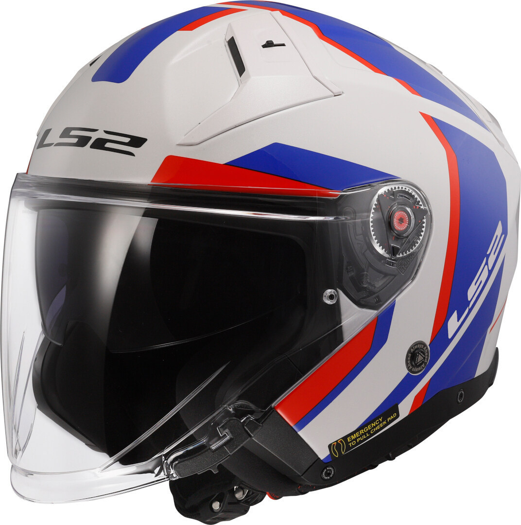 LS2 OF603 Infinity II Focus Casco Jet bianco/blu/rosso M (57/58) Figura 1