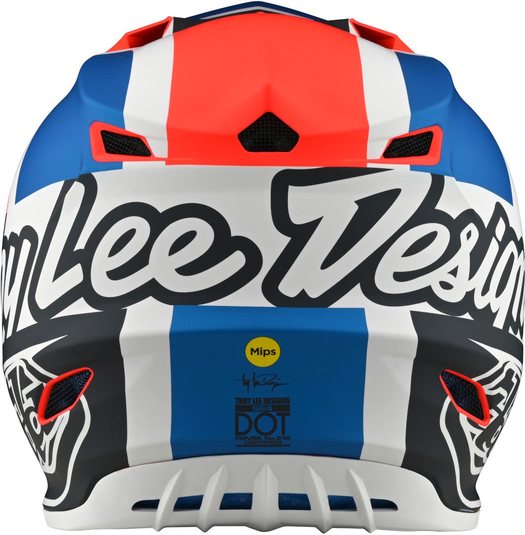Troy Lee Designs SE4 Polyacrylite MIPS Quattro Casco Motocross Arancione/blu S (55/56) Figura 4