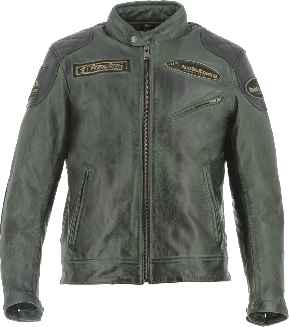 Helstons Trevor Motorcycle Leather Jacket green/black M Figure 1
