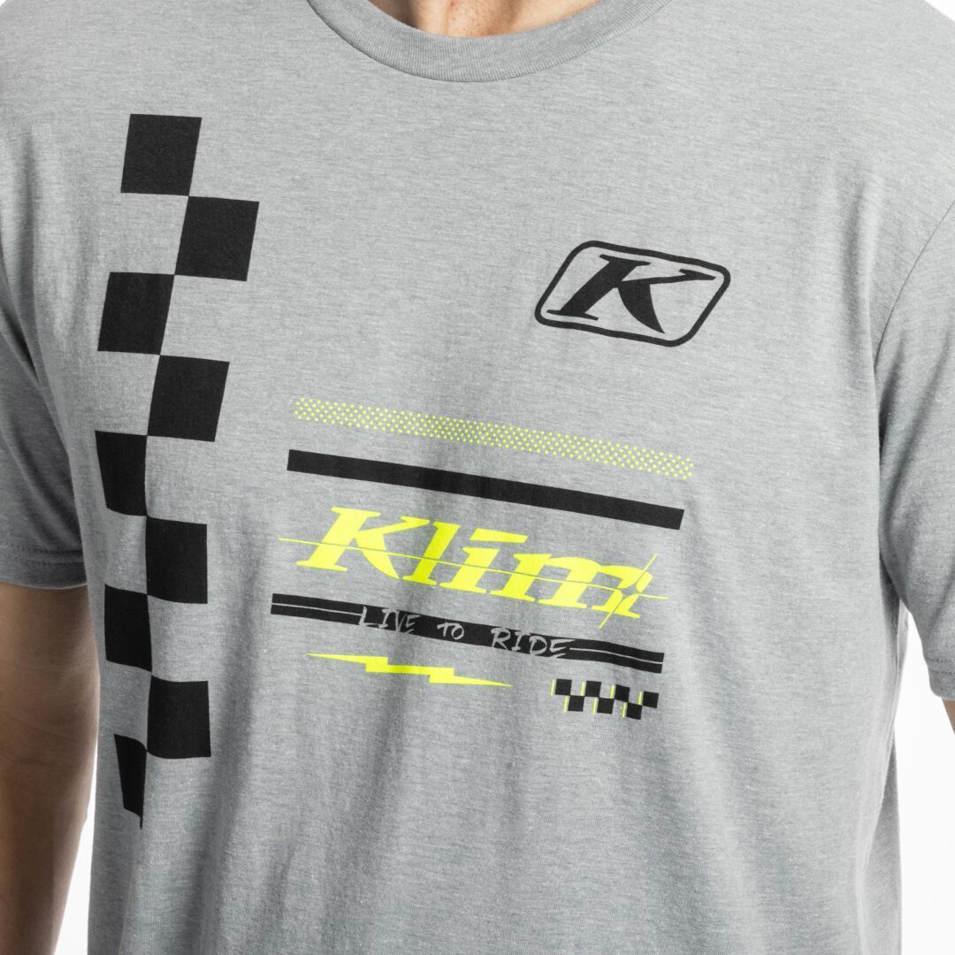 Klim Checkered Flag Tri-Blend Triko světle šedá/černá XL Obrázek 2