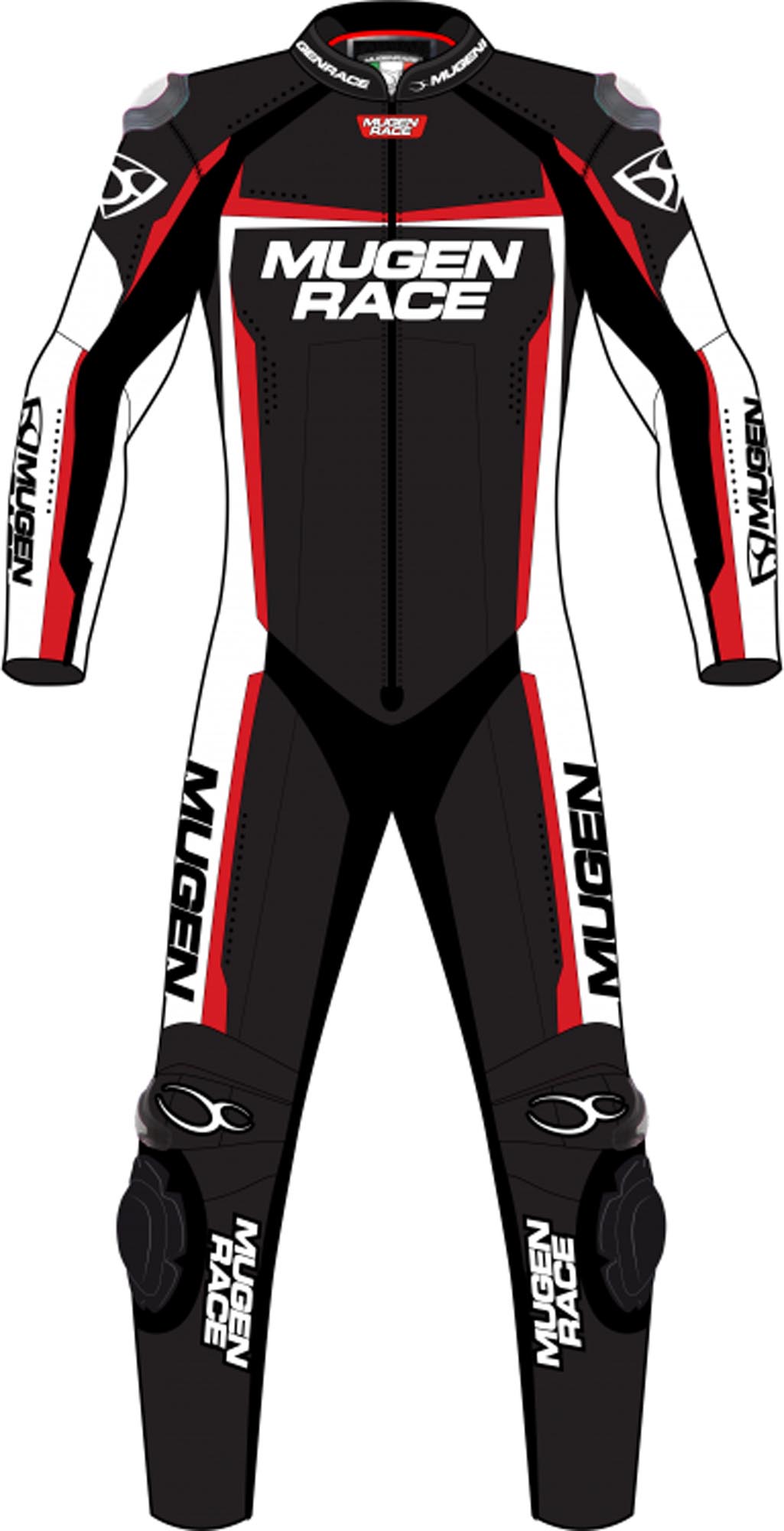 MUGENRACE Ohvale Costum de piele de motocicletă pentru copii perforați Negru/Alb/Roșu 122 Figura 1
