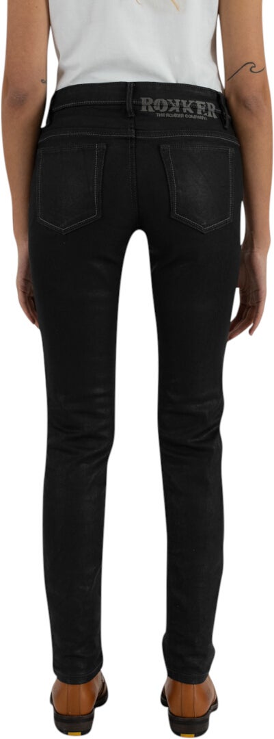 Rokker RT Mid Waist Slim Dame Motorcykel Jeans Sort 29/30 Figur 6