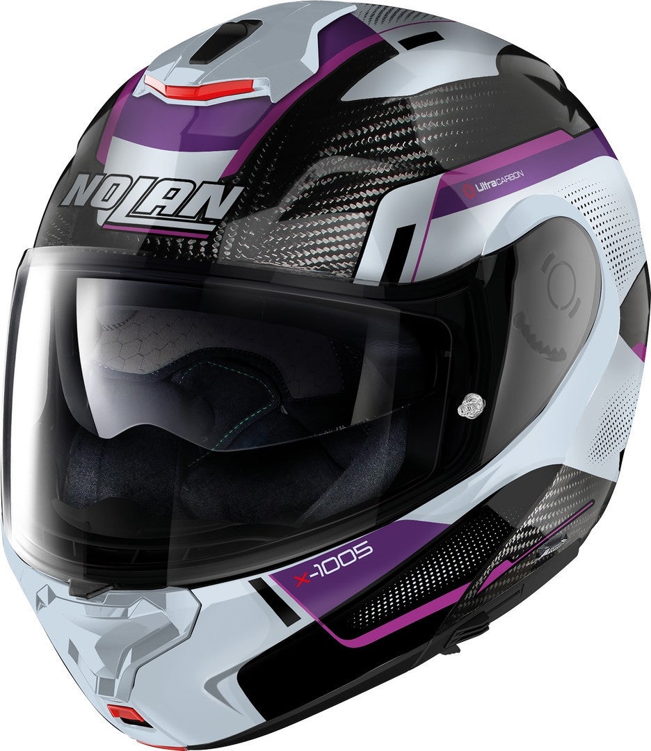 Nolan X-1005 Ultra Carbon Undercover N-Com Capacete branco/roxo M (58) Figura 1