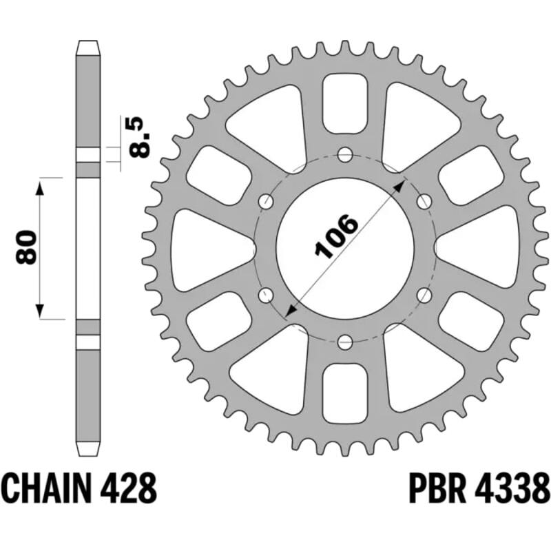 PBR Ultralätt Alu bakre kedjehjul - 428 Figur 2
