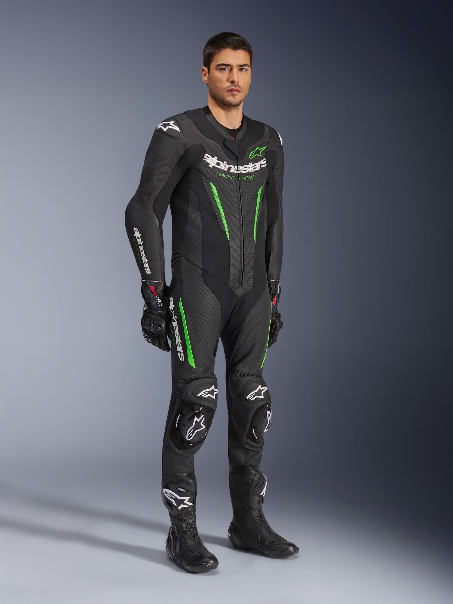 Alpinestars GP Force V2 1-Piece Motorcycle Leather Suit black/green 60 Figure 4