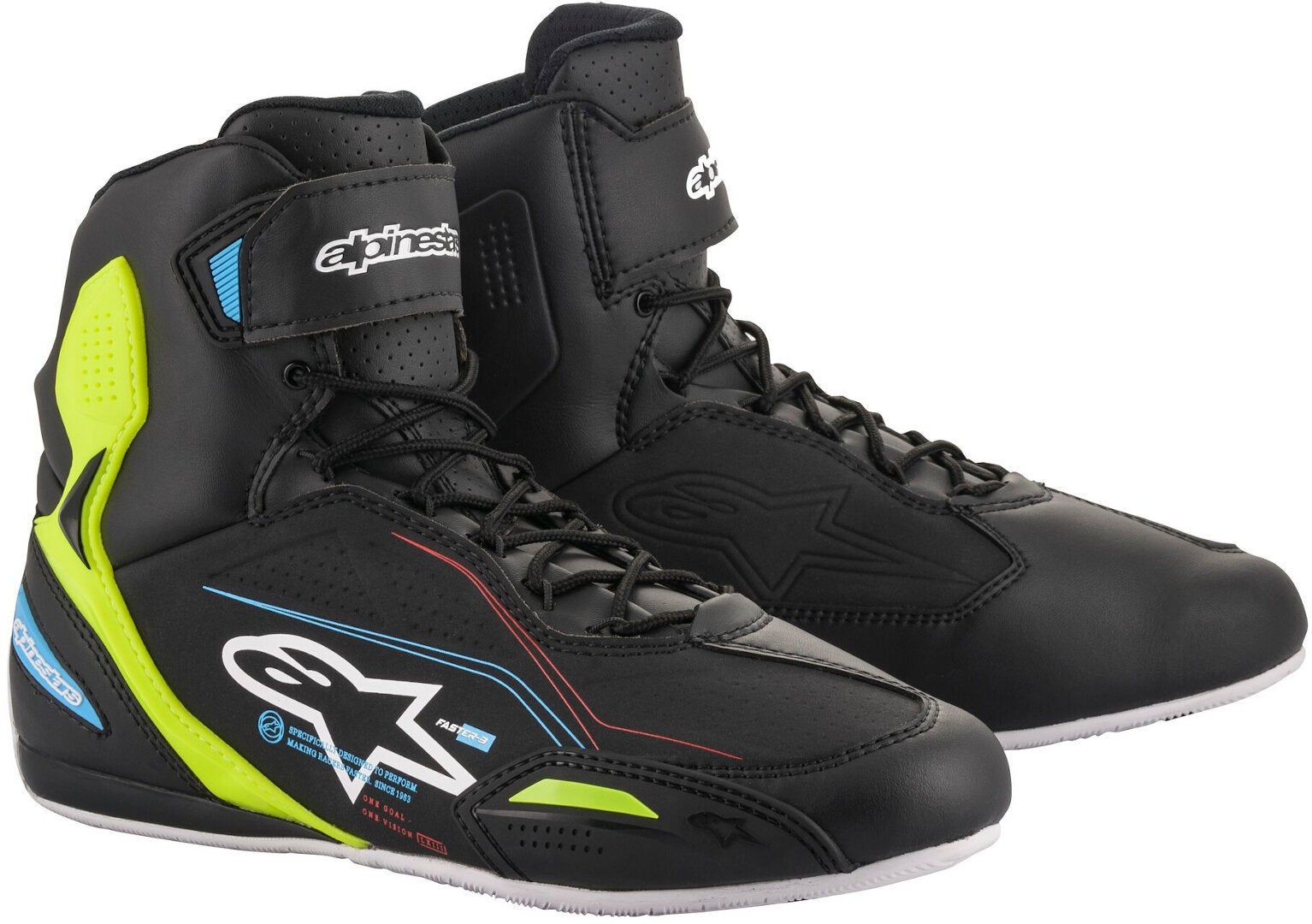 Alpinestars Faster-3 Motorcykel sko sort/blå/gul 7,5 (40) Figur 1