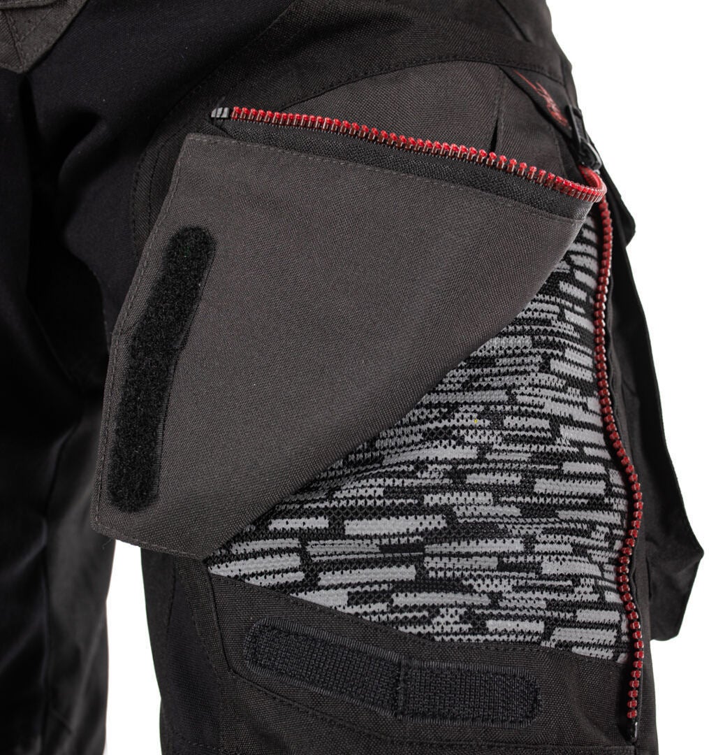 Rusty Stitches Cliff Waterproof Motorcycle Textile Pants black/grey/red XL Figure 4