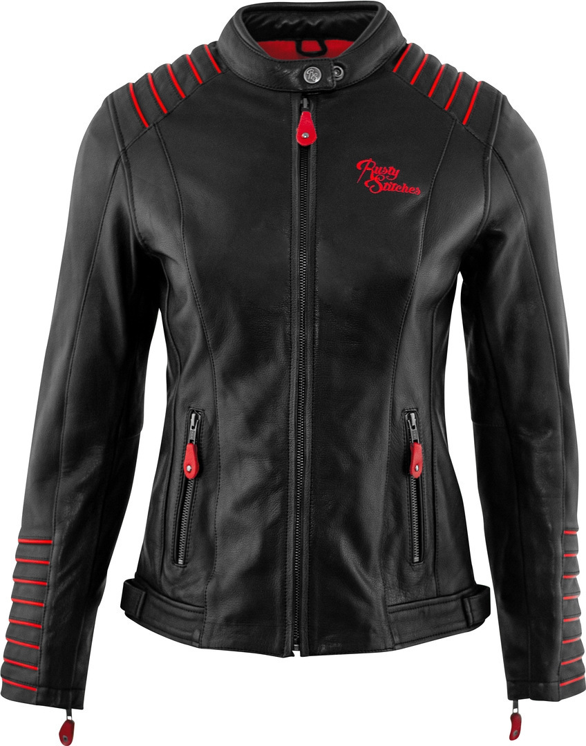 Rusty Stitches Amanda Jaqueta de couro ladies motorcycle preto/vermelho 46 Figura 1