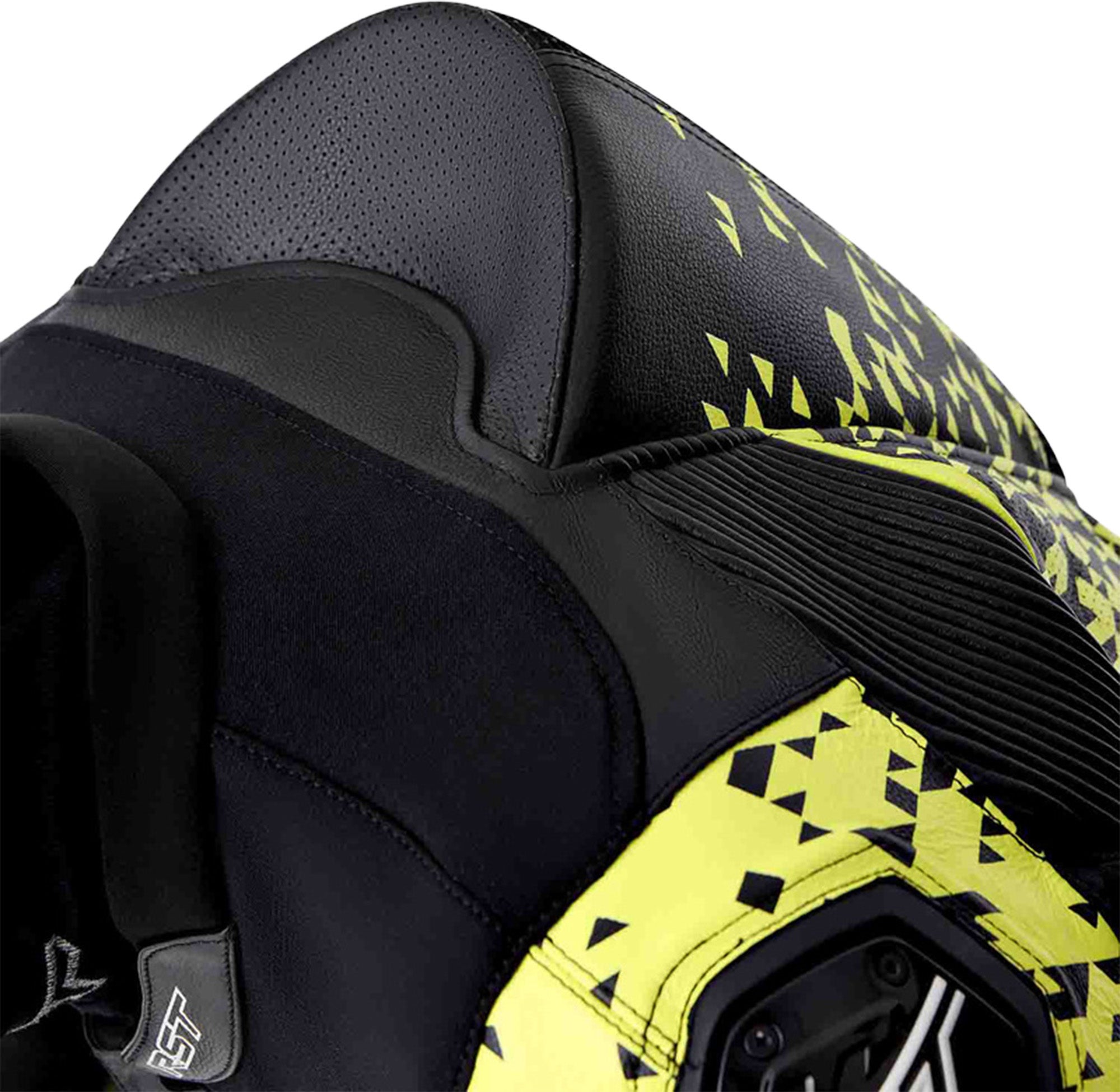 RST Pro Series D3O Airbag 穴あき1ピースのオートバイレザースーツ フルオイエロー/ブラック/ネオンイエロー 62 図12