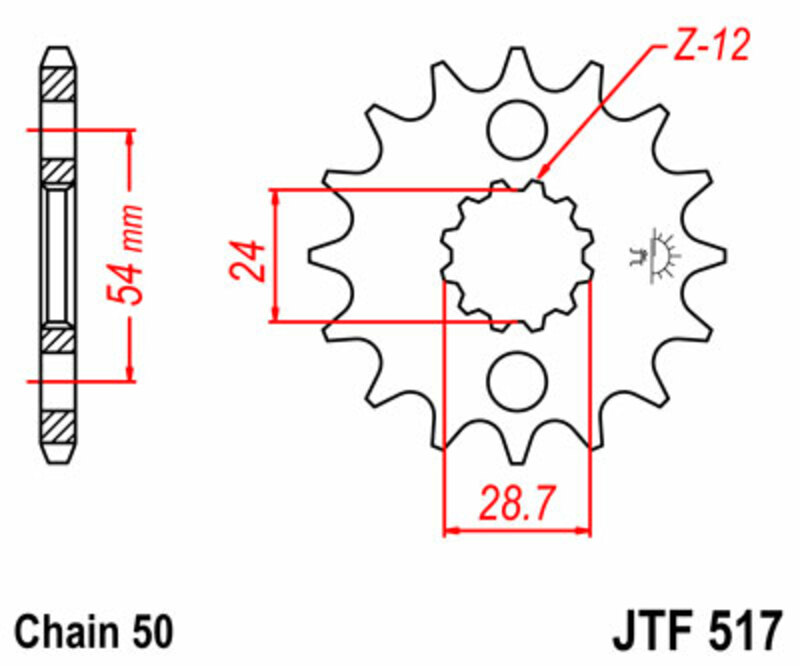 JT-DRIVHJUL Standard stålhjul 517 - 530 Figur 3