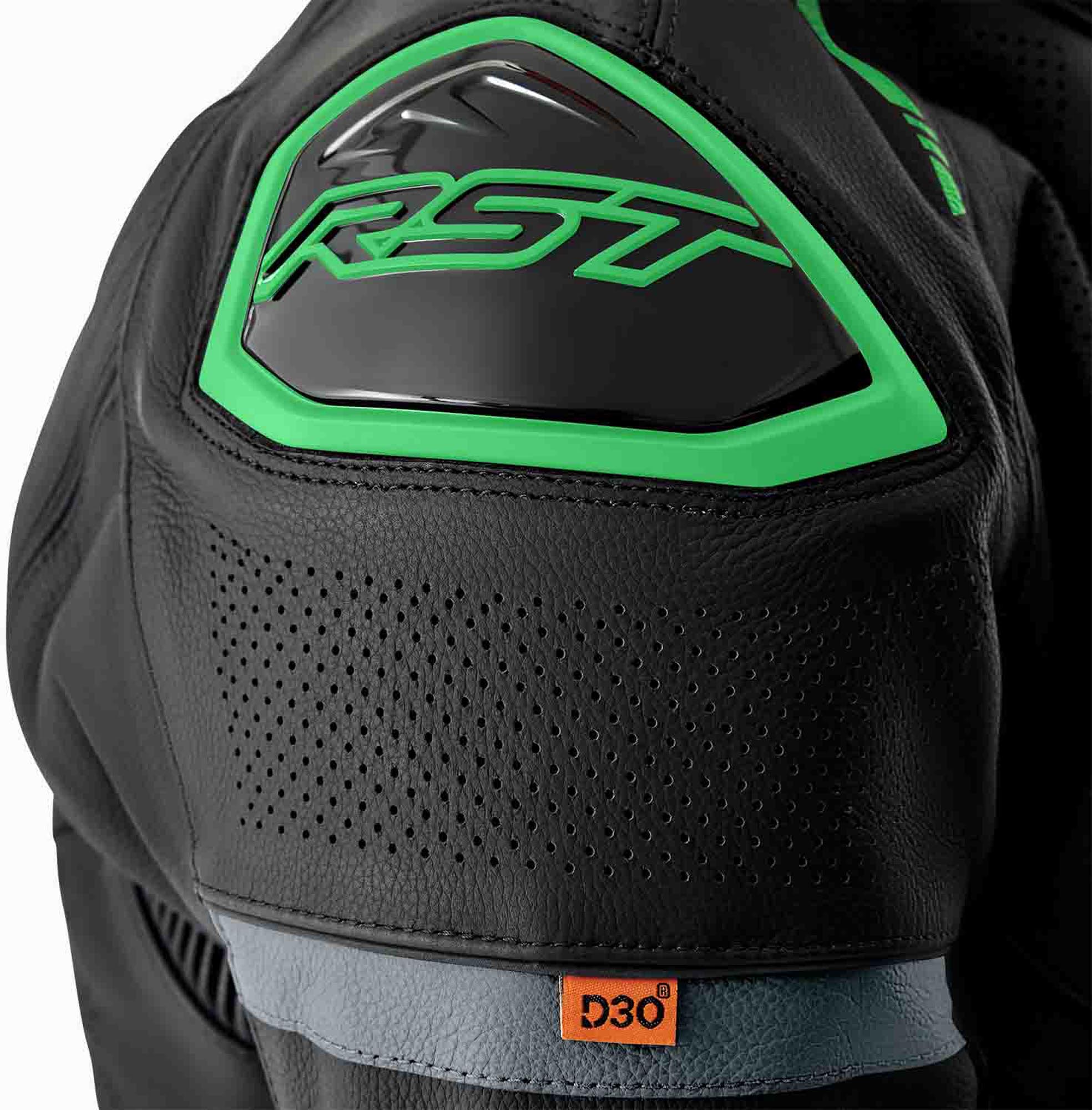 RST S1 D3O perforierte Motorrad Lederjacke schwarz/neon-grün 52 Abbildung 3