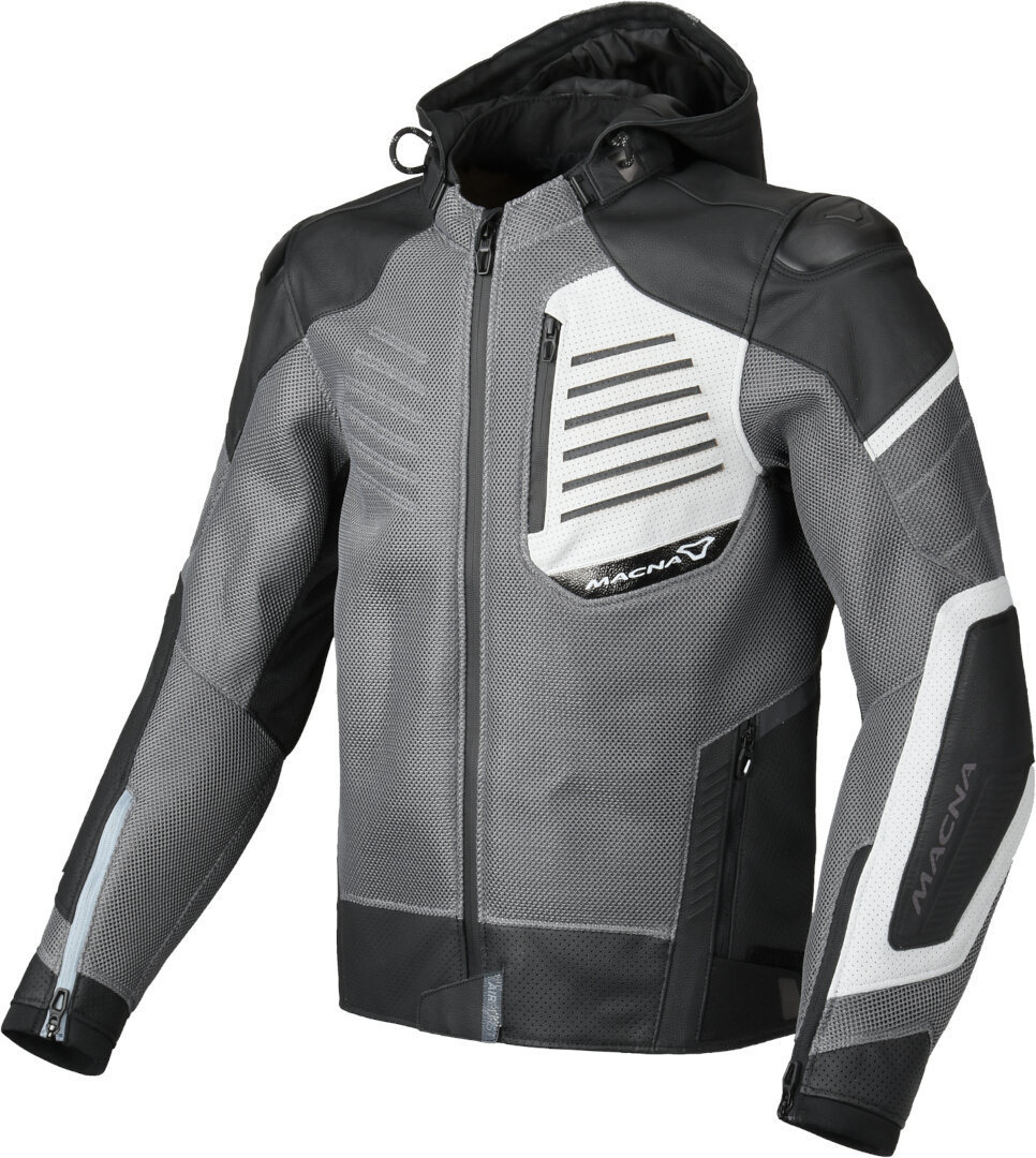 Macna Risant perforated Motorcycle Leather / Textile Jacket grey/black/white 52 Figure 1