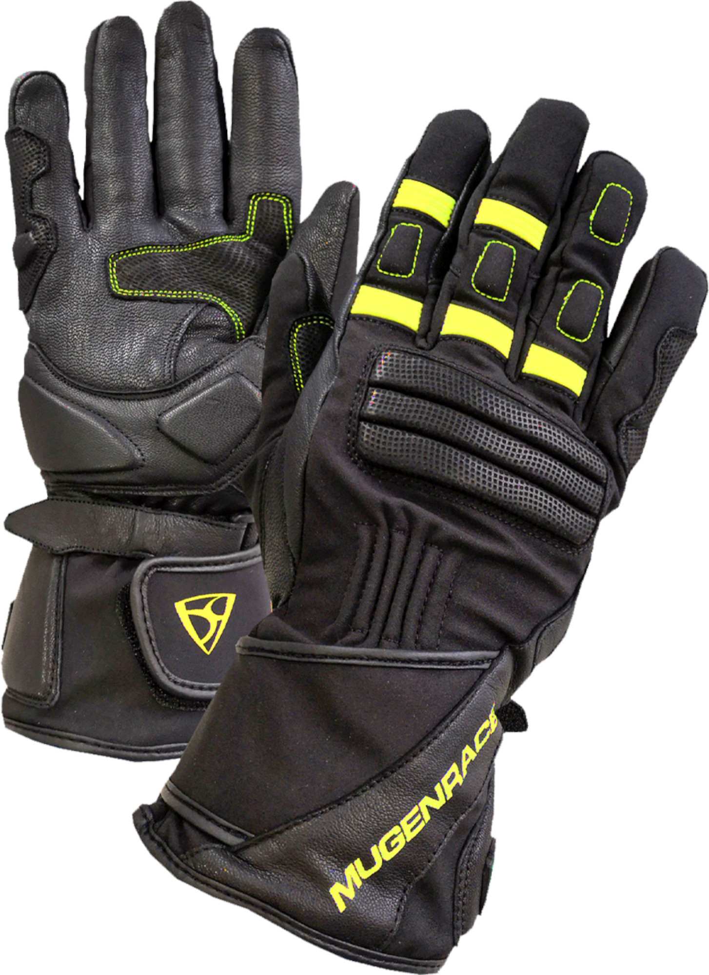 MUGENRACE Primo Winter Motor cycle Gloves black/neon-yellow M Figure 1