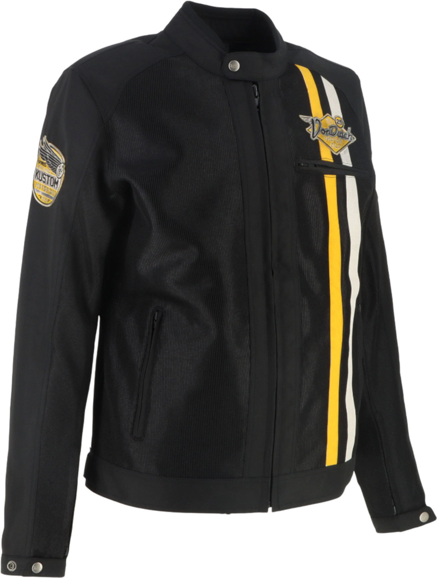 Von Dutch X Helstons Speed Racer Air Mesh Motorcykel Textil Jacka svart/vit/gul S Figur 2