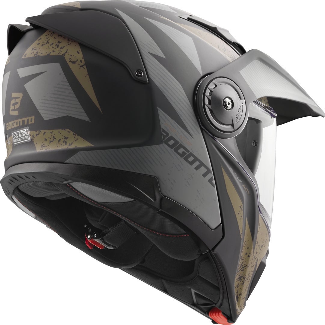 Bogotto FG-102 Safari Fiberglas enduro preklopna kaciga crna mat/siva/smeđa M Slika 4