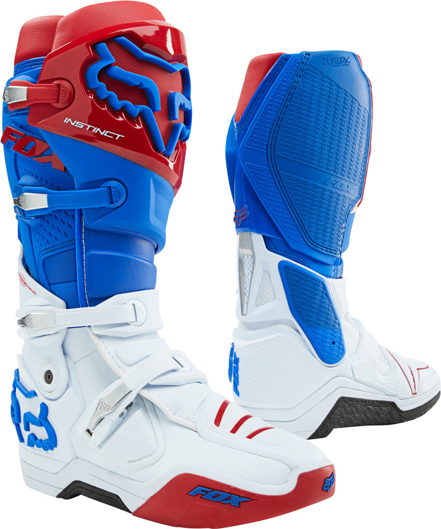 FOX Instinct Motocross Boots blue/white/red 14 Figure 1