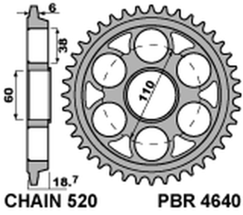 PBR Ultralätt bakdrev i aluminium 4640 - 520 Figur 2