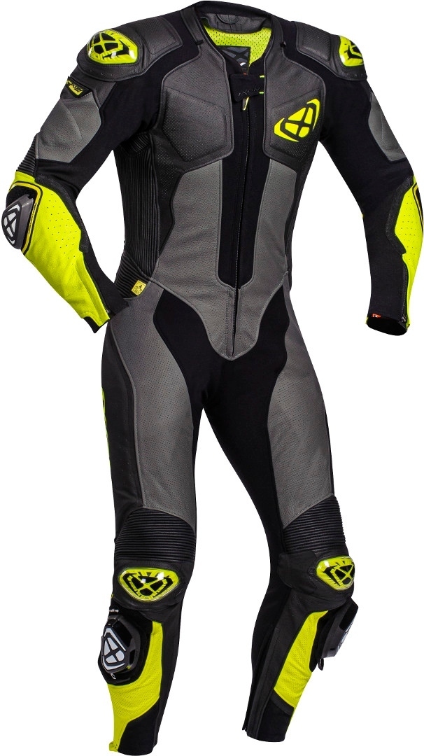Ixon Vendetta Evo Abito monopezza in pelle moto nero/giallo L Figura 1