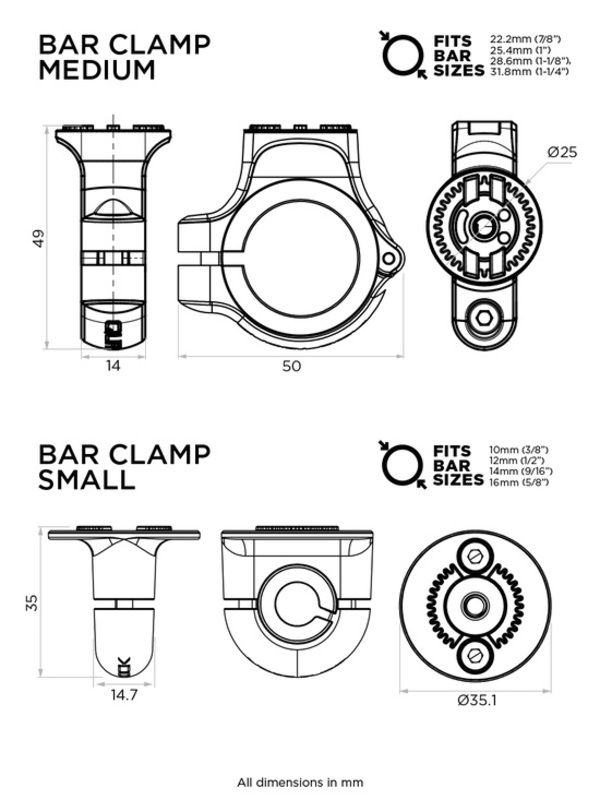 Quad Lock 360 stödbas för styret - medium Figur 3