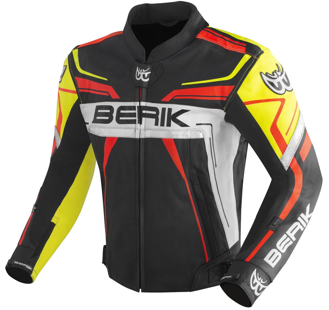 Berik Absolute Race Motorcycle Leather Jacket black/neon-yellow/neon-red/white 56 Figure 1
