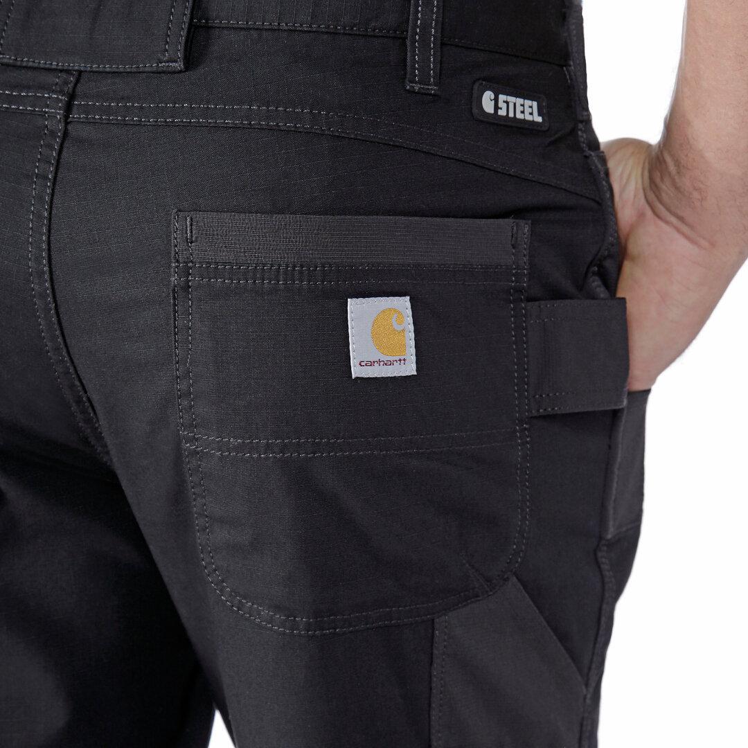 Carhartt Steel Rugged Flex Relaxed Fit Ripstop Double Front Utility Multi Pocket Work Bukser Sort 38/30 Figur 3