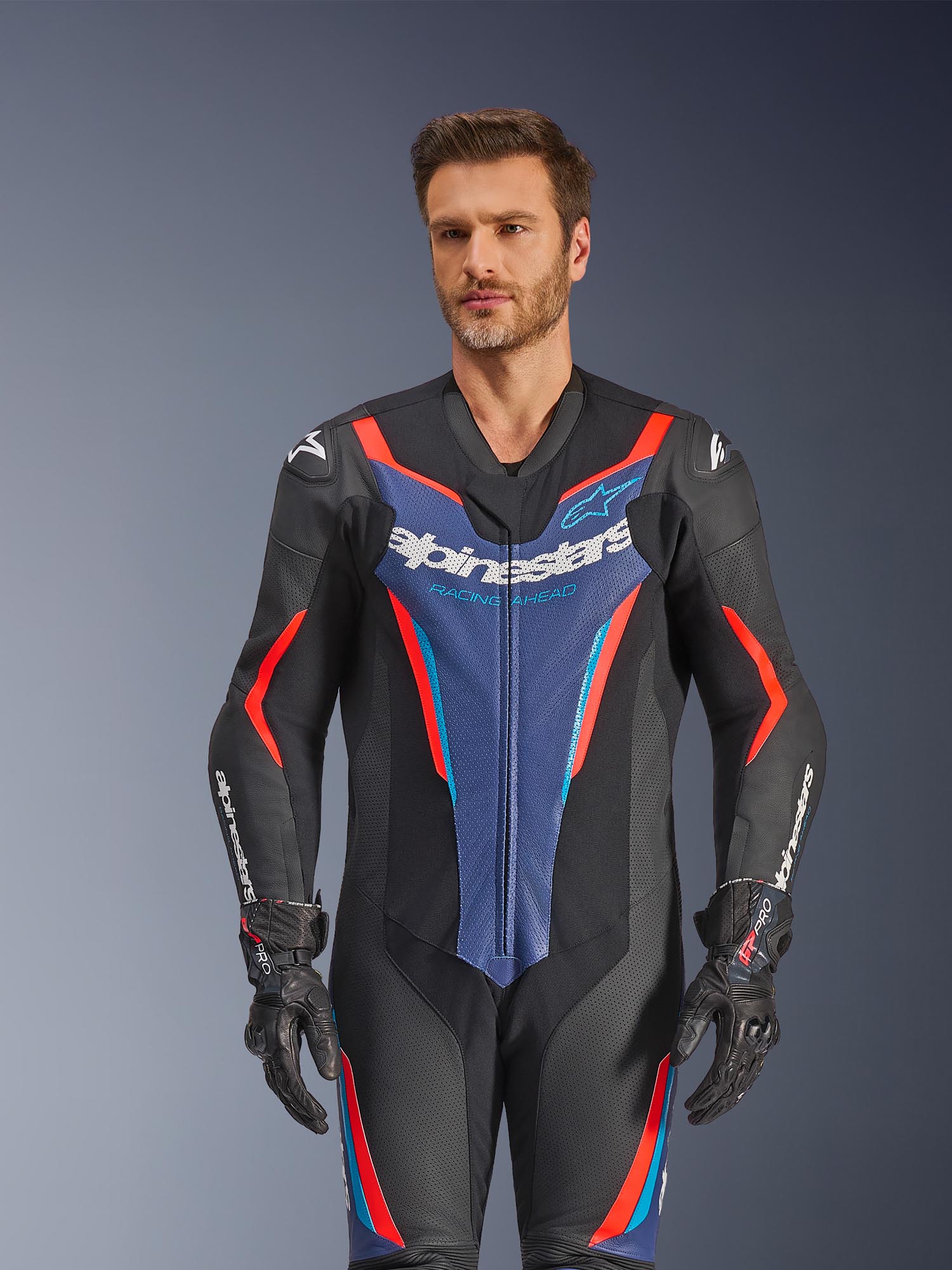 Alpinestars GP Force V2 1-Teiler Motorrad Lederkombi schwarz/blau/rot 60 Abbildung 3