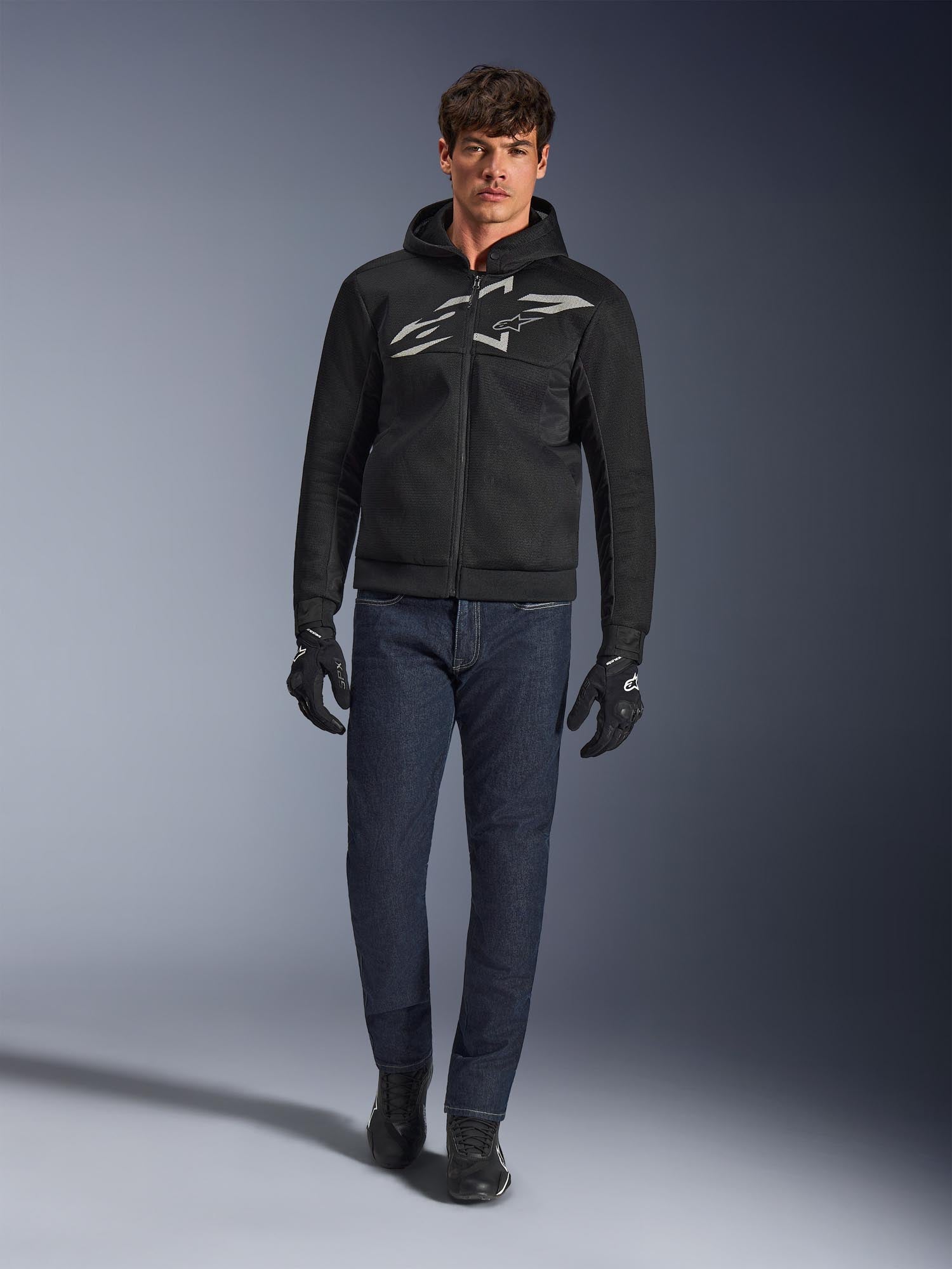 Alpinestars Chrome Superairflow Sweat à capuche zippé moto Noir/Gris/Blanc 4XL Figure 4