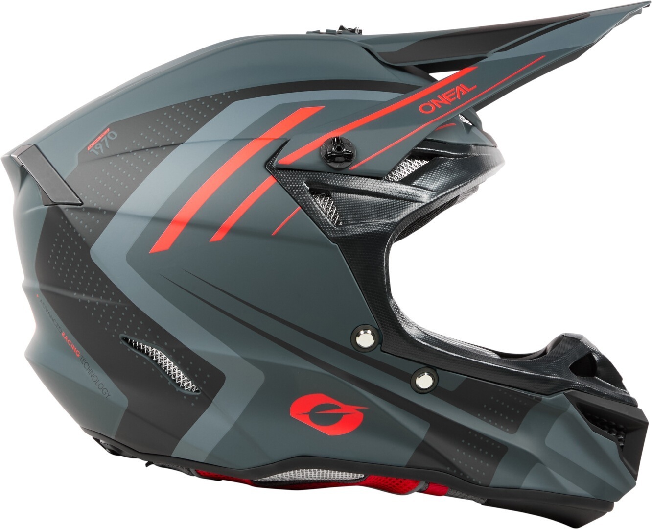 Oneal 5SRS Polyacrylite Spike Motocross Helm grau matt/rot S Abbildung 6